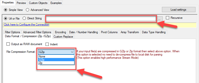 Reading zip and gzip compressed files (stream mode)