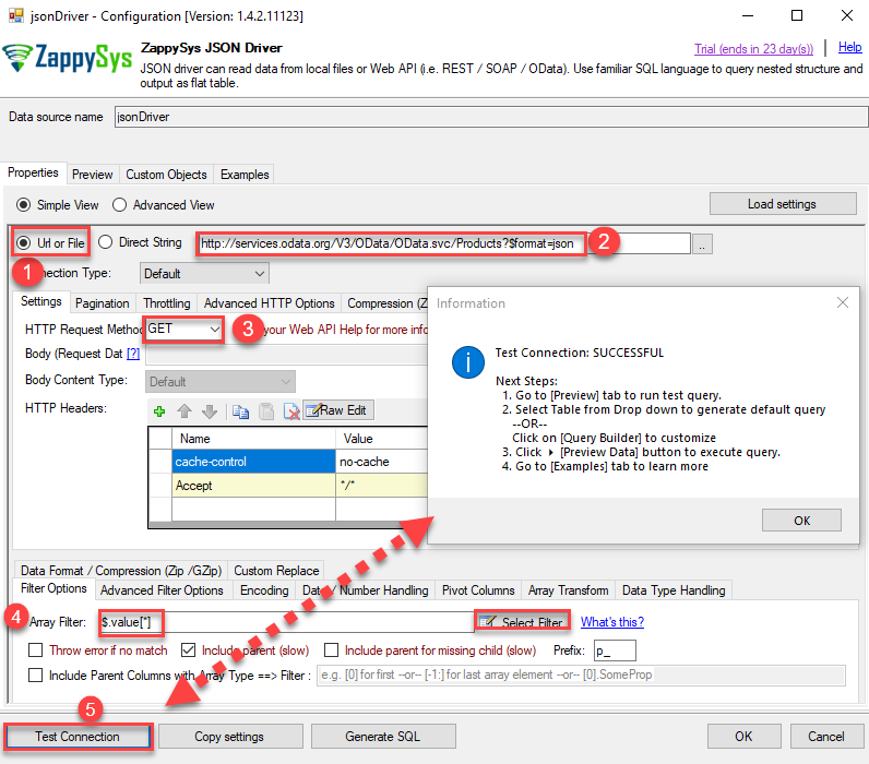 ZappySys ODBC Driver - Configure JSON Driver