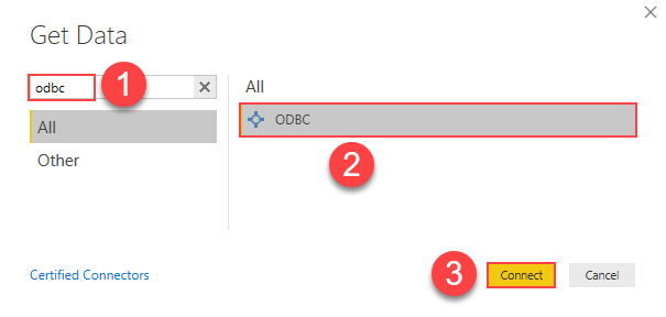 Power Bi ODBC Get Data