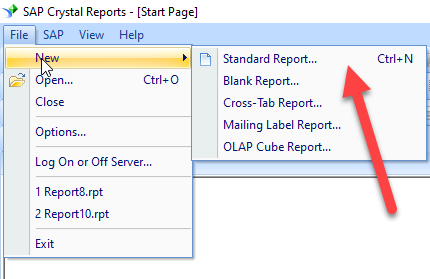 Create New Crystal Report