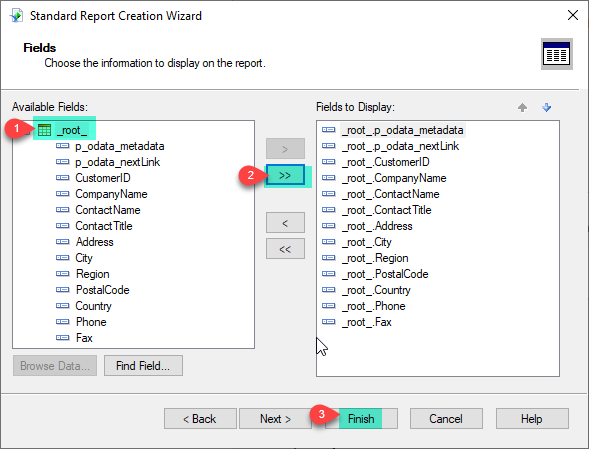 SAP Crystal Report - Add Display Fields