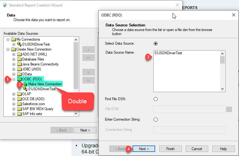 SAP Crystal Report - Select ODBC GoogleDriveDSN DSN