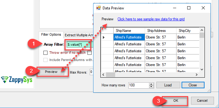 Azure Blob JSON Files data Preview