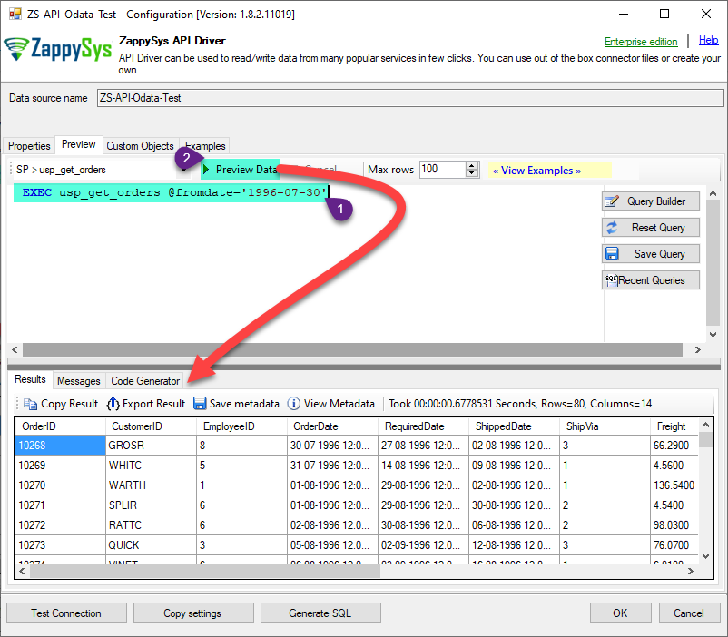 ZappySys Driver - Execute Custom Stored Procedure