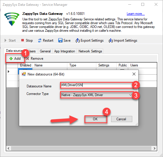 ZappySys Data Gateway - Add XML Data Source