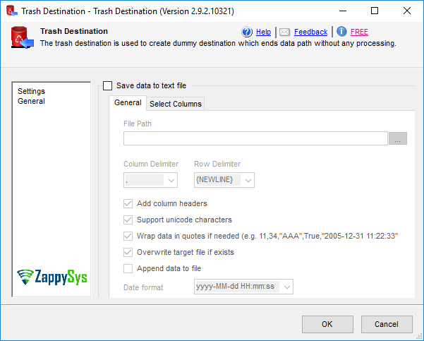 SSIS Trash Destination - Setting UI