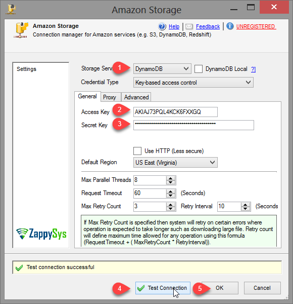 SSIS Amazon DynamoDB Create Connection