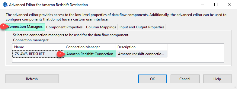 SSIS Amazon Redshift Destination - Select Connection