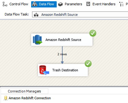 SSIS Amazon Redshift Source - Query Mode Execute