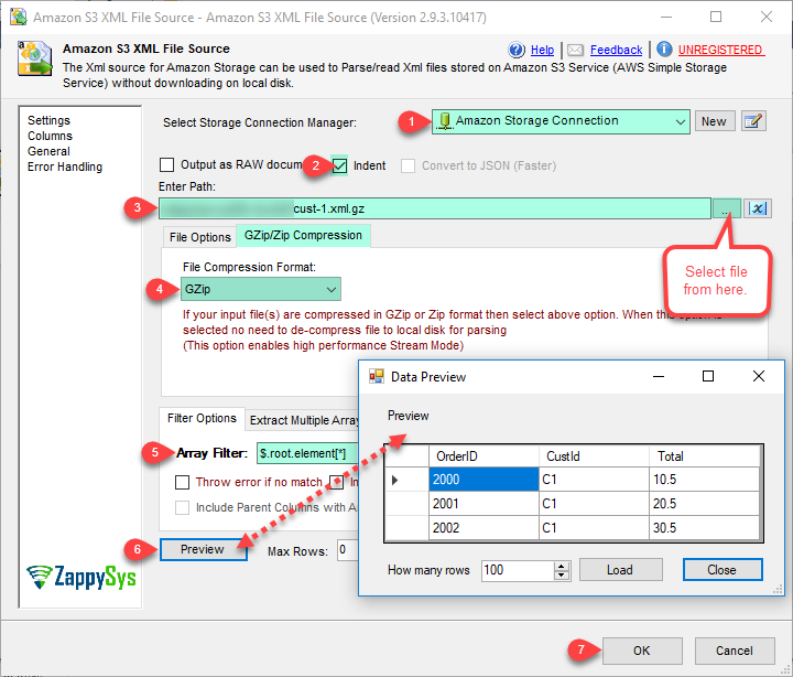 SSIS Amazon S3 XML Source - Read from XML File Options
