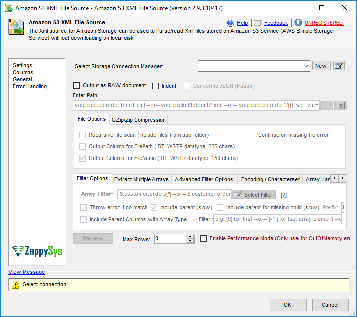 SSIS Amazon S3 XML File Source