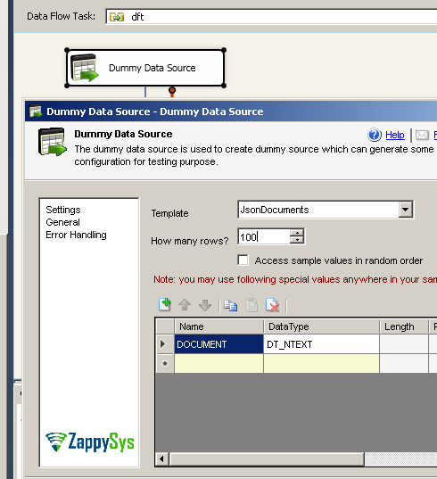 Generate fake JSON documents
