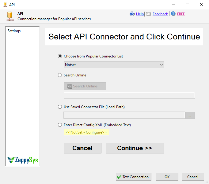 SSIS API Connection - Setting UI