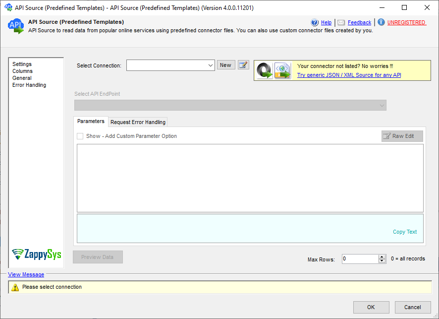 SSIS API Source Execute - Setting UI
