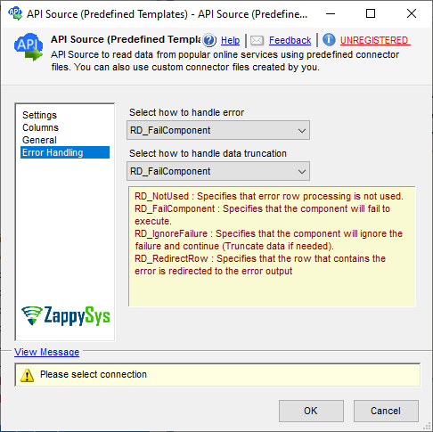 SSIS API Source Error Handling Options