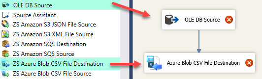 SSIS Azure Blob CSV File Destination - Drag and Drop