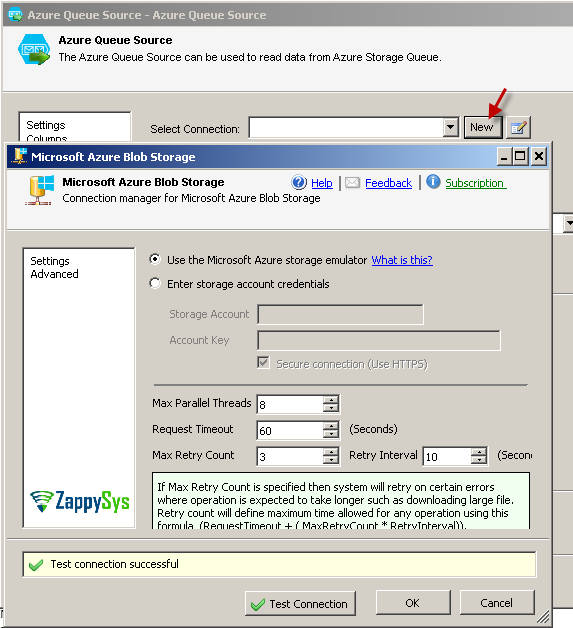 Configure SSIS Azure Queue Source Connection