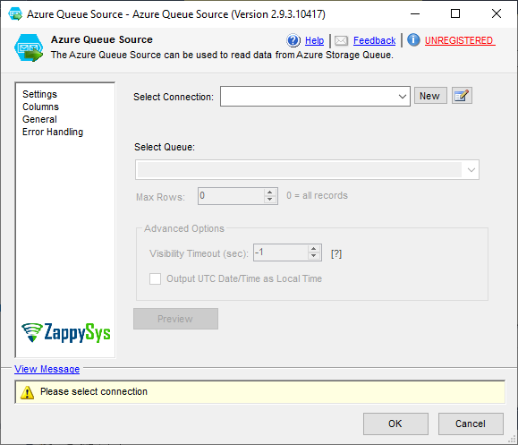 SSIS Azure Queue Source - Setting UI
