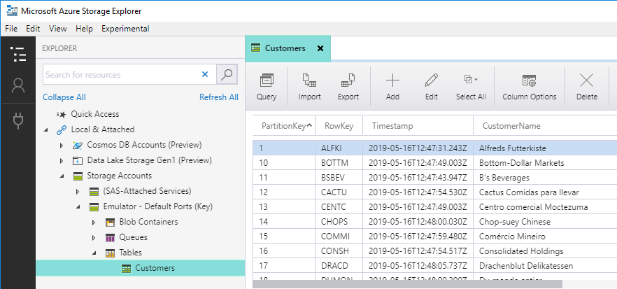 SSIS Load Test - View Azure Storage Table Data - Record Count Check