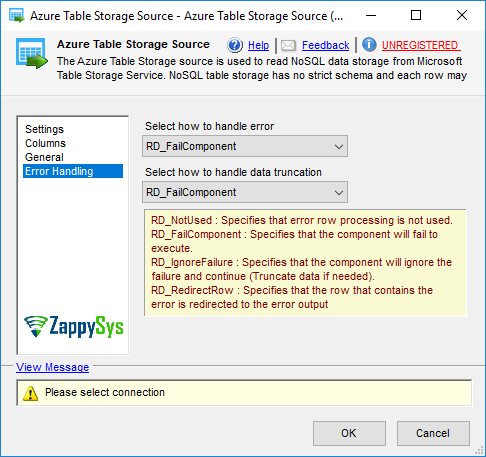 SSIS Azure Table Storage Source - Setting UI