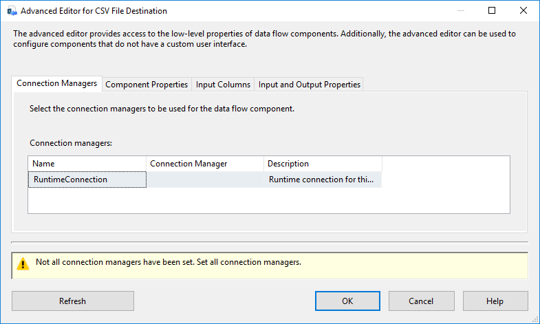 SSIS CSV File Destination - Setting UI