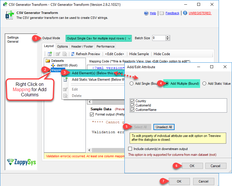SSIS CSV Generator - Drag and Drop
