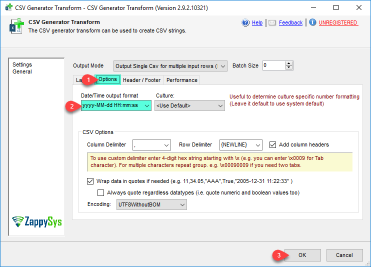 Options for SSIS CSV Generator Transform