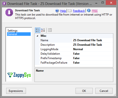 SSIS Download File Task - Setting UI