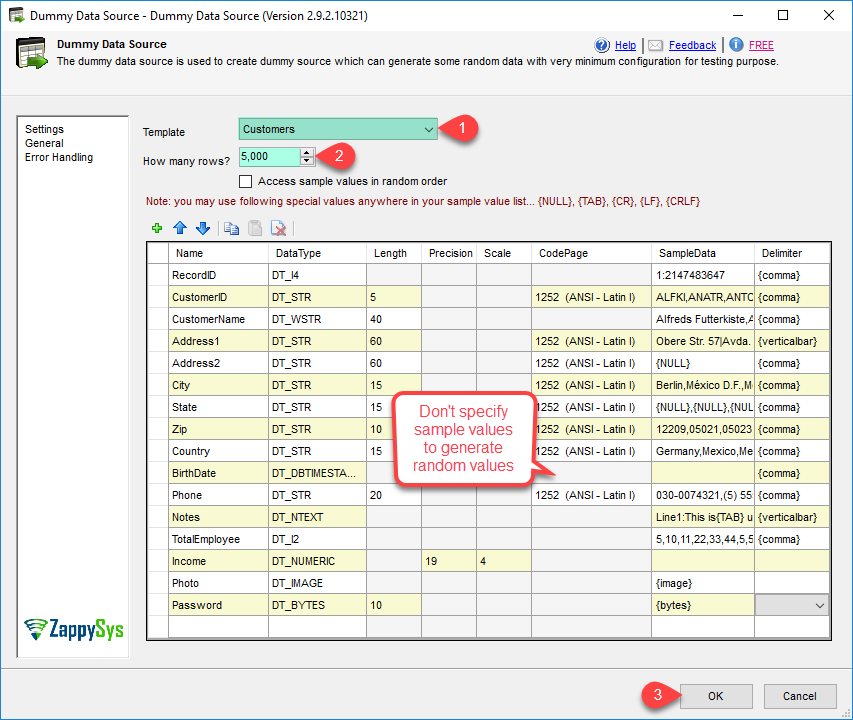SSIS DummyData Source - Configure