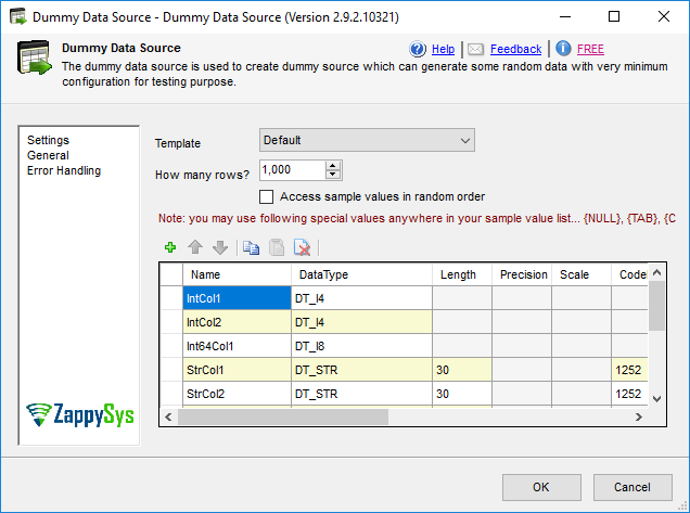 SSIS DummyData Source - Setting UI
