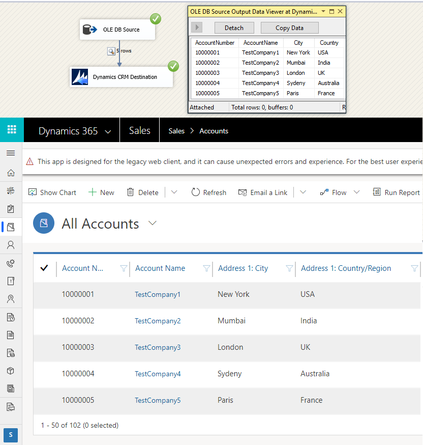 DynamicsCRM Destination - Execute