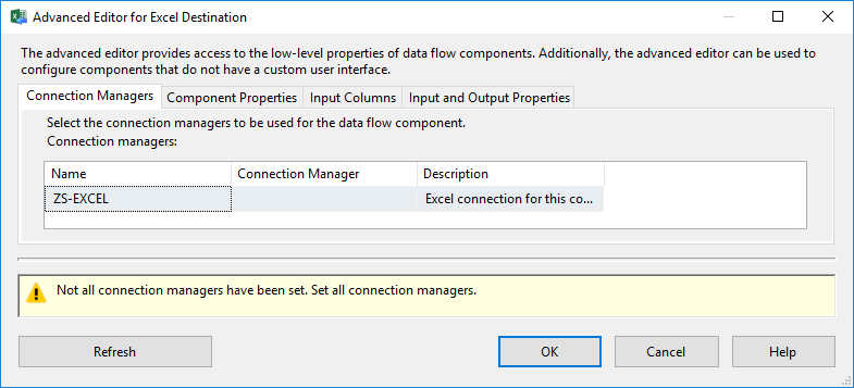 SSIS Excel File Destination - Setting UI