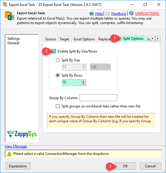 SSIS Export Excel File Task - Split Excel Data into Multiple files