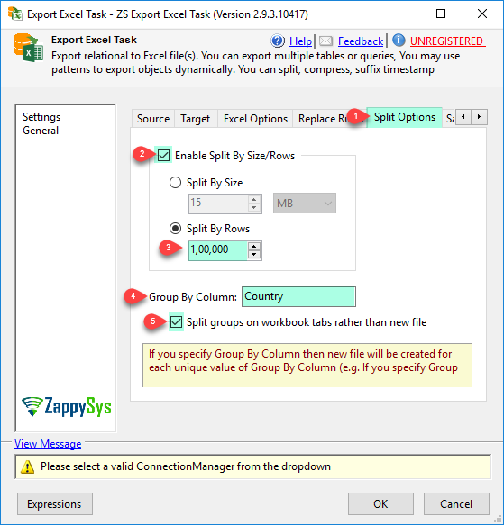 SSIS Export Excel File Task - Split Excel Data into Multiple files