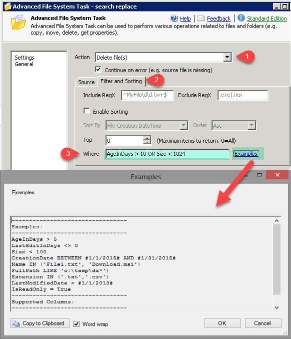 Advanced SSIS File System Task - SSIS Delete files older than X days – Advanced Sorting and Filtering