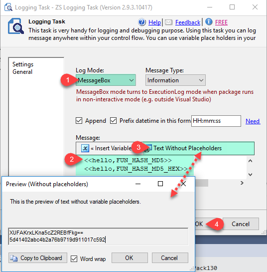 SSIS ZS Logging Task - Configure