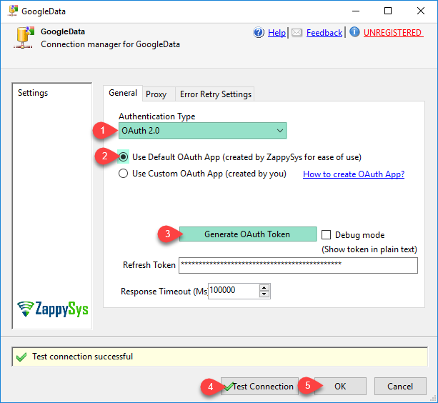 Google Data Connection Manager UI