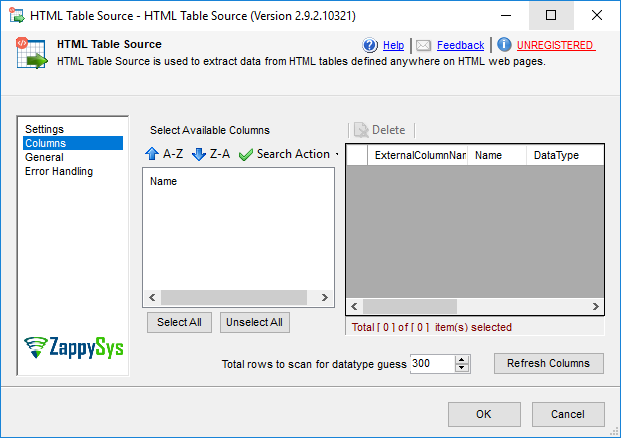 SSIS HTML Table Source - Setting UI