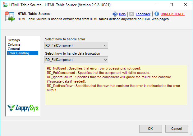 SSIS HTML Table Source - Setting UI