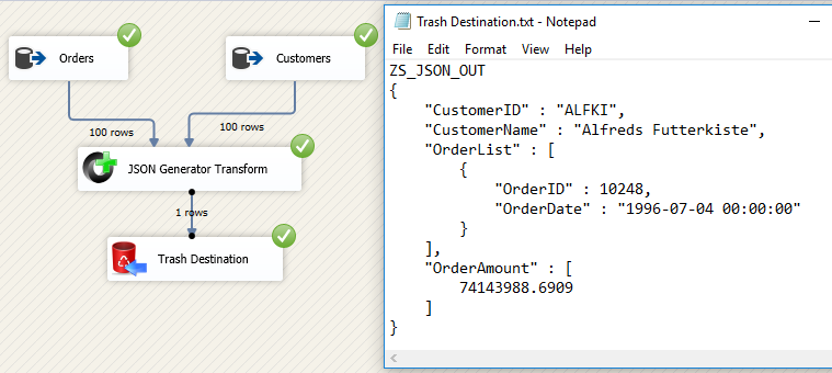 SSIS JSON Generator Execute