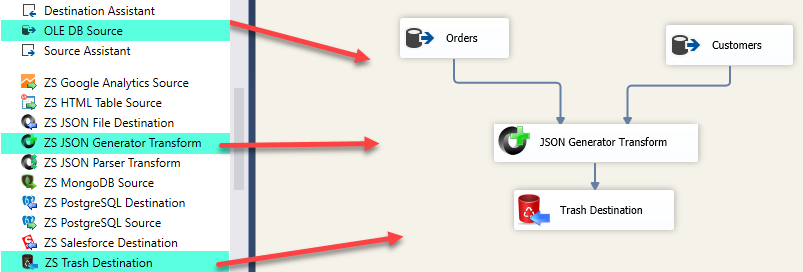 SSIS JSON Generator - Drag and Drop