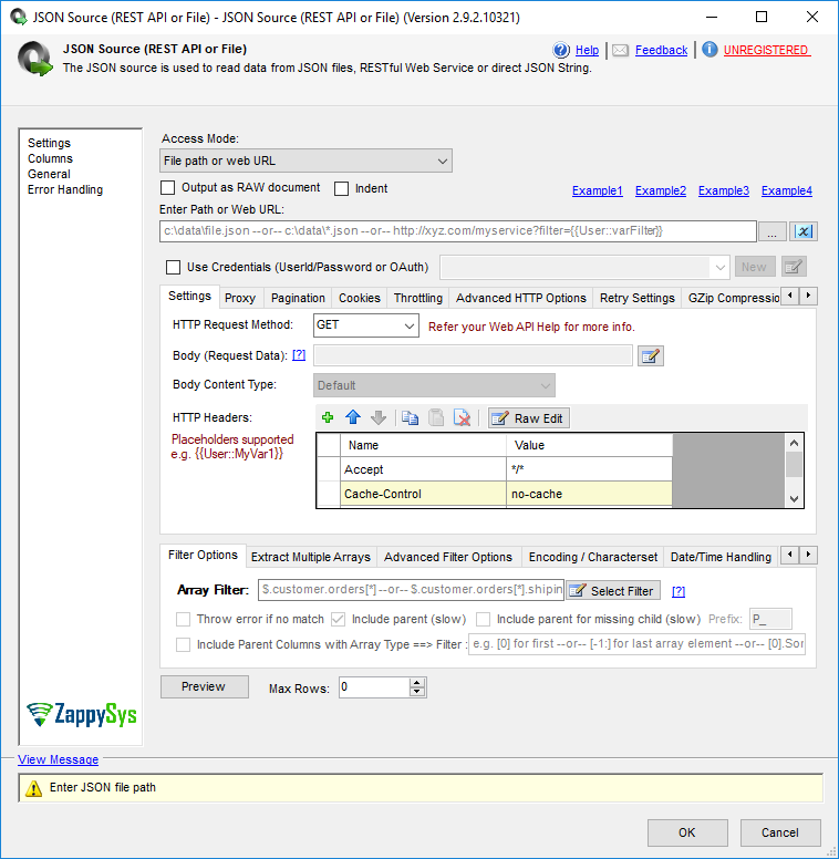 SSIS JSON Source - Setting UI