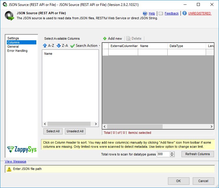 SSIS JSON Source - Setting UI