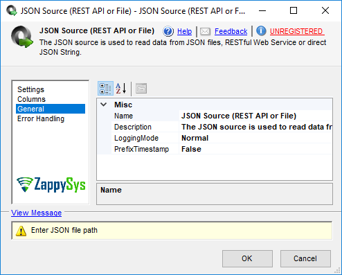 SSIS JSON Source - Setting UI