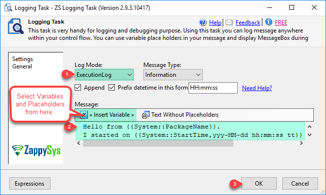 SSIS Logging Task - Execution log option