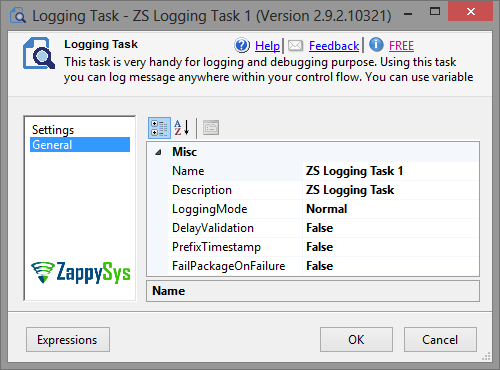 SSIS Logging Task - Setting