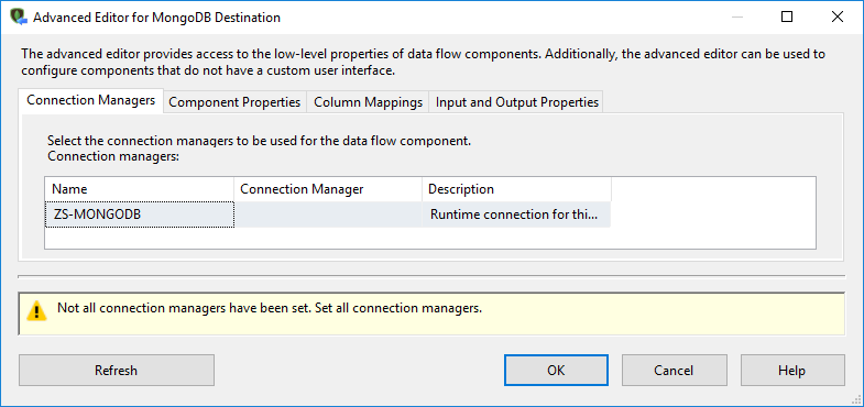 SSIS MongoDB Destination - Setting UI