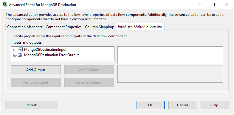 SSIS MongoDB Destination - Setting UI