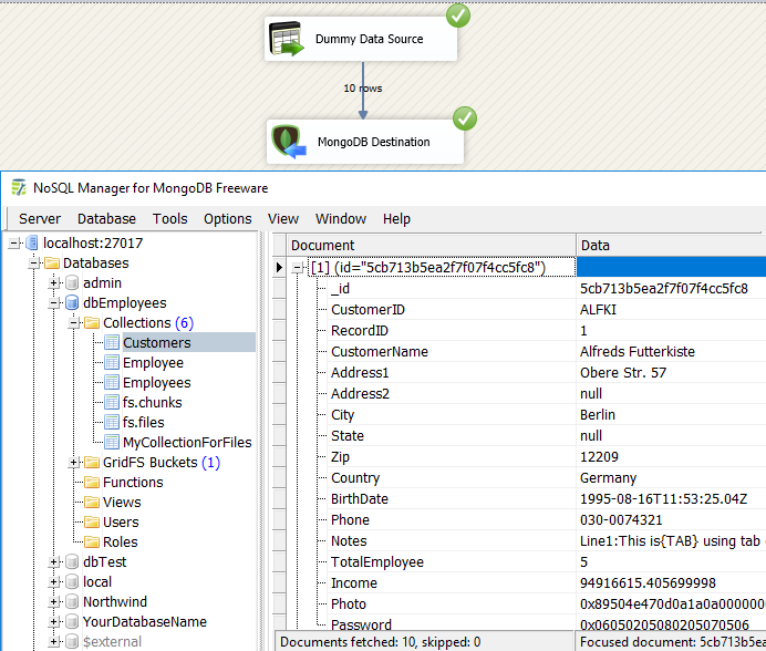 Execute SSIS MongoDB Destination Adapter - Load Data