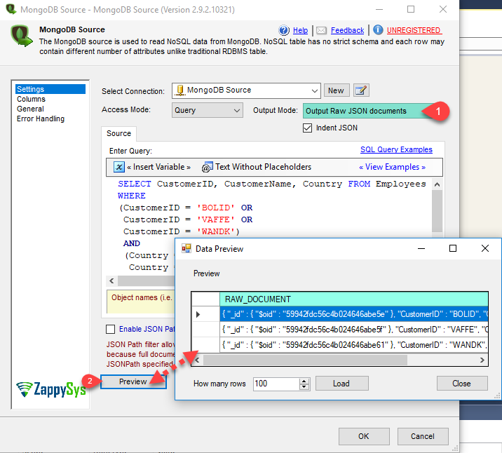 SSIS MongoDB Source - Output as JSON, Extract raw JSON from nested Array